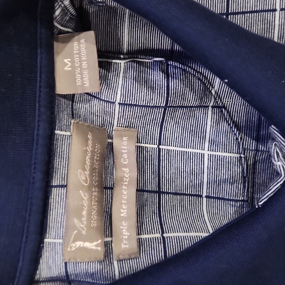 DANIEL Cremieux Blue Square Print Polo Shirt - Picture 5 of 9